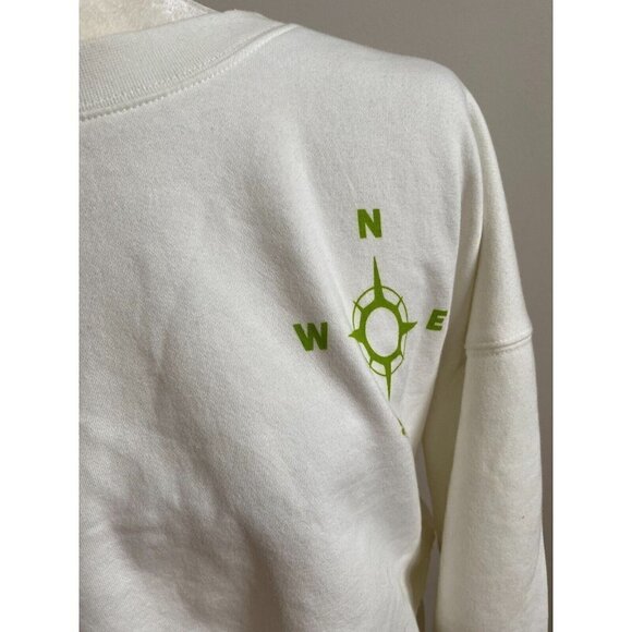 BP Bnwot Women Crewneck Cropped White Sz Medium Sweatshirt Organic Cotton - Picture 3 of 7